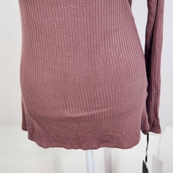 Michael Lauren Mauve Ribbed Knit One Shoulder Top Ruffle Accent NWT Size Large - Picture 3 of 11